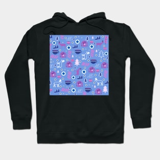 Deer and winter clothing in blue Hoodie